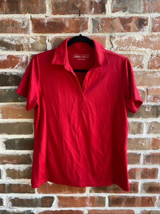 Lady Hagen Tops - Lady Hagen Red Short-Sleeve Hydro Dri Polo Top Size L